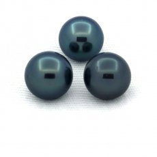 Lot von 3 Runde TahitiPerlen D von 9.5 bis 9.7 mm