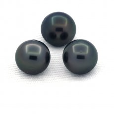 Lot von 3 Fast Runde TahitiPerlen D von 9.5 bis 9.9 mm