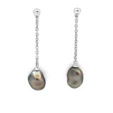 Silber Ohrringe und 2 Tahiti Keishi - 1.3 gr
