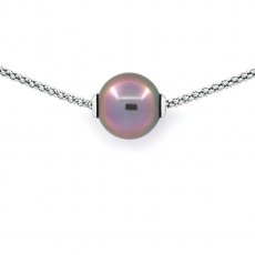 Sterling Silber Halsband und 1 Runde TahitiPerle B 11.8 mm
