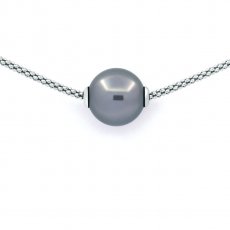 Sterling Silber Halsband und 1 Runde TahitiPerle C 12 mm