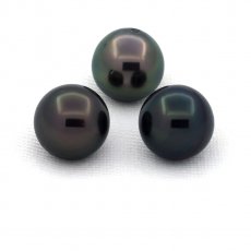 Lot von 3 Fast Runde TahitiPerlen D von 9.5 bis 9.6 mm