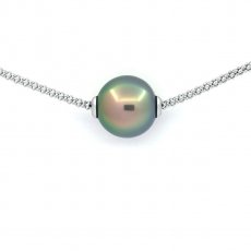 Sterling Silber Halsband und 1 Runde TahitiPerle C+ 12.3 mm