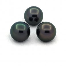 Lot von 3 Runde TahitiPerlen D 9.5 mm