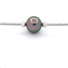 Silber Halsband und 1 Fast Runde TahitiPerle B 9 mm