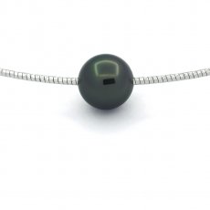 Sterling Silber Halsband und 1 Runde TahitiPerle C 9.7 mm