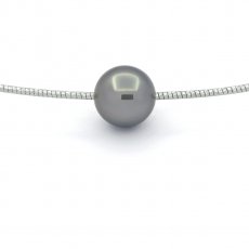 Sterling Silber Halsband und 1 Runde TahitiPerle C 10.4 mm