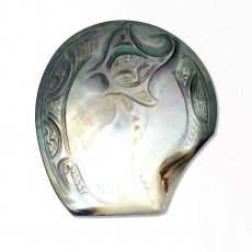 Gravierte Tahiti-Perlmutt - 9.8 x 10.5 cm