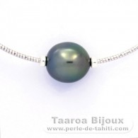 Silber Halsband und 1 Semi BarockTahitiPerle B 11.4 mm