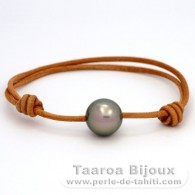 Leder Armband und 1 Rund TahitiPerle C 13.2 mm