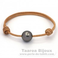 Leder Armband und 1 Rund TahitiPerle C 12.3 mm