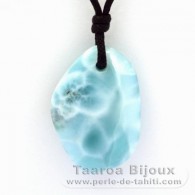 Gewachsene Baumwolle Halsband und 1 Larimar - 32.2 x 22.4 x 8.9 mm - 9.3 gr