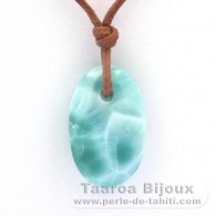 Gewachsene Baumwolle Halsband und 1 Larimar - 21.5 x 13.2 x 6.4 mm - 2.85 gr