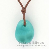 Gewachsene Baumwolle Halsband und 1 Larimar - 19.5 x 15.5 x 9 mm - 4.3 gr