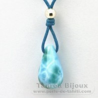 Gewachsene Baumwolle Halsband und 1 Larimar - 19 x 11 x 10.7 mm - 3 gr