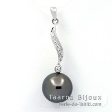Sterling Silber Anhnger und 1 Rund TahitiPerle C 11.3 mm