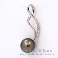 Sterling Silber Anhnger und 1 Rund TahitiPerle C 10.2 mm