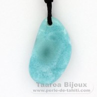 Gewachsene Baumwolle Halsband und 1 Larimar - 29 x 17 x 5.6 mm - 5.33 gr