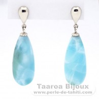 Silber Ohrringe und 2 Larimar - 24 x 9.7 x 7 mm - 5.25 gr