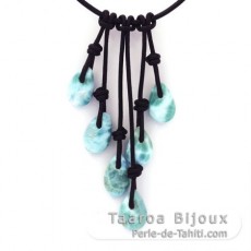 Leder Halsband und 7 Larimar - 13.6 gr