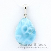 18K Weissgold Anhngerund 1 Larimar - 19.5 x 14.5 x 6.9 mm - 2.9 gr