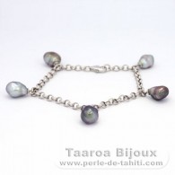 Silber Armband und 5 Tahiti Keishi