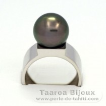 Rhodiniertem 925er Sterling Silber Ring und 1 Rund TahitiPerle C 11.3 mm