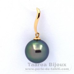 18K Gold Anhnger und 1 Rund TahitiPerle B+ 11.2 mm