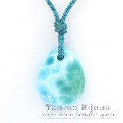 Baumwolle Halsband und 1 Larimar - 17 x 14 x 6.9 mm - 2.7 gr