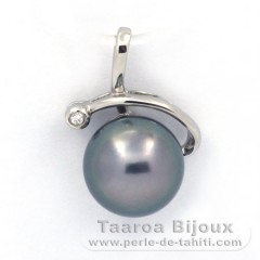 Sterling Silber Anhnger und 1 Semi Barock TahitiPerle B 9.6 mm