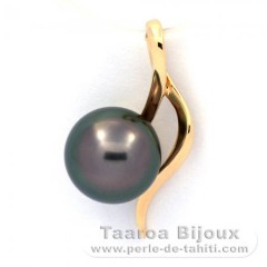 18K Gold Anhnger und 1 Rund TahitiPerle A 8.7 mm