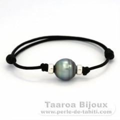 Gewachsene Baumwolle Armband und 1 Circles TahitiPerle C 12.5 mm