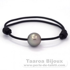 Leder Armband und 1 Rund TahitiPerle C 13.5 mm