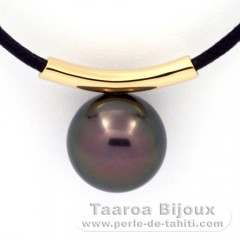 18K Gold Anhnger und 1 Rund TahitiPerle C 12.5 mm