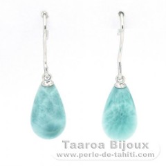 Silber Ohrringe und 2 Larimar - 13 x 8 mm - 2.6 gr