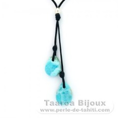 Baumwolle Halsband und 2 Larimar - 1.8 und 1.9 gr