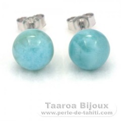 Silber Ohrringe und 2 Larimar - 8.5 mm - 1.8 gr