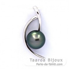 Sterling Silber Anhnger und 1 Rund TahitiPerle C 8.5 mm