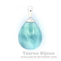 Sterling Silber Anhnger und 1 Larimar - 15 x 10.2 mm - 1.88 gr