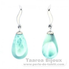 Silber Ohrringe und 2 Larimar - 13 x 8 mm - 2.6 gr