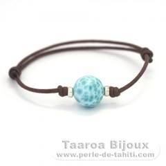 Baumwolle Armband und 1 Larimar - 12.7 mm - 3.5 gr