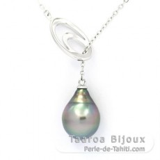 Sterling Silber Halsband und 1 Semi Barock TahitiPerle B 9.8 mm