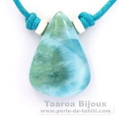 Baumwolle Halsband und 1 Larimar - 26 x 19 x 8.8 mm - 7.3 gr