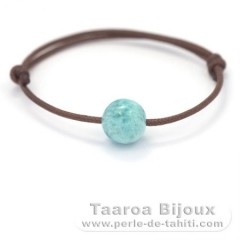 Baumwolle Armband und 1 Larimar - 11.4 mm - 2.6 gr