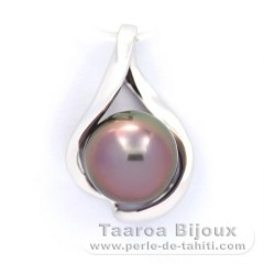 14K Weissgold Anhnger und 1 Rund TahitiPerle AB 9.4 mm