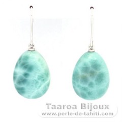 Silber Ohrringe und 2 Larimar - 20 x 15 mm - 8.7 gr