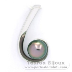 Sterling Silber Anhnger und 1 Rund TahitiPerle C 9.2 mm