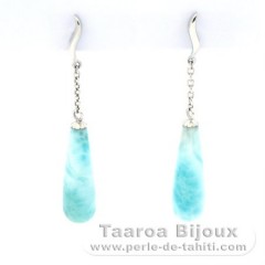 Silber Ohrringe und 2 Larimar - 22 x 7 mm - 3.9 gr