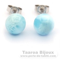 Silber Ohrringe und 2 Larimar - 8.3 mm - 1.7 gr