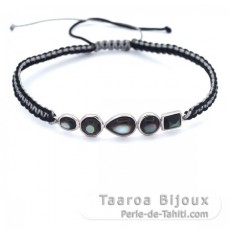 Sterling Silber Armband, Tahiti Perlmutt und Nylon